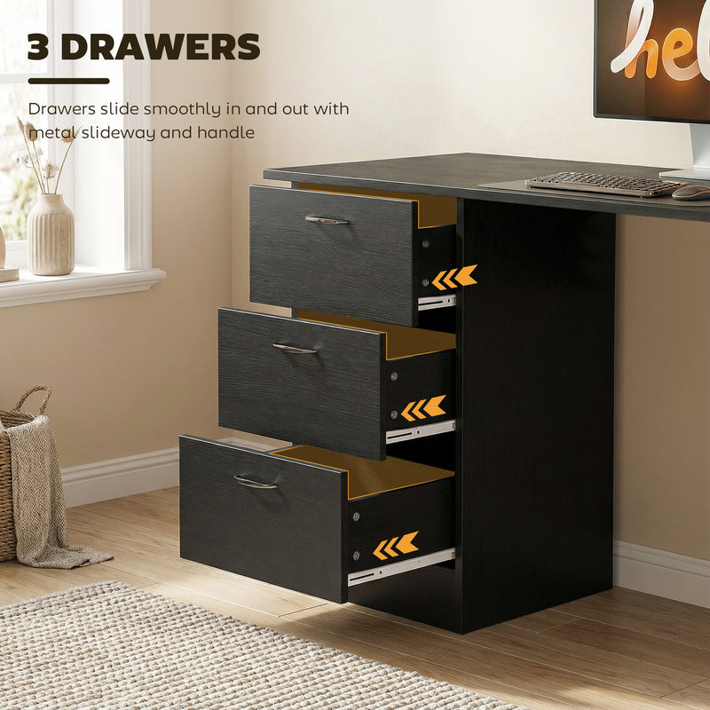 Computer Desk With Storage Shelves And Drawers Ideal For Home Office Use Black AOSOM