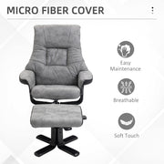Recliner Swivel Armchair with Matching Footstool for Living Room Comfort Grey