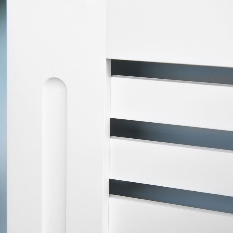 Modern MDF Radiator Cover Cabinet With Horizontal Slats For Living Room Or Bedroom, White