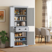 Tall Kitchen Storage Cabinet With Adjustable Shelves And Drawers