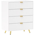 White Four Drawer Elegant Bedside Table with Storage by HOMCOM