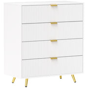 White Four Drawer Elegant Bedside Table with Storage by HOMCOM