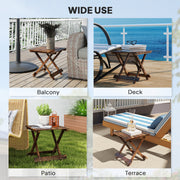 Foldable Wooden Garden Side Table for Outdoor or Indoor Use Carbonised Finish Outsunny