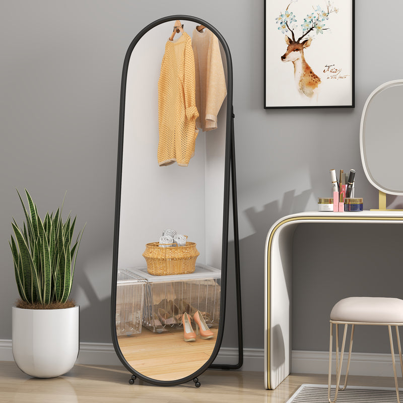 Black Two-Way Curved Full Length Mirror for Home or Dressing Room by HOMCOM