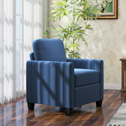 Blue Modern Boxy Linen Look Armchair with Padded Seat by HOMCOM