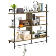 Grey Wood Effect Three Tier Floating Wall Shelf for Storage and Display by HOMCOM