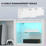 TV Unit with LED Lights and Flexible Storage for Organised Living Room Media White AOSOM