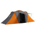 Outsunny Large Camping Tent Tunnel Tent with 2 Bedroom and Living Area, 2000mm Waterproof, Portable with Bag for 4-6 Man, Orange