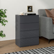 Modern 4 Drawer Chest of Drawers With High Gloss Finish For Bedroom Storage Grey AOSOM