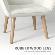 Set of 2 Slanted Back Armchairs with Thick Padding for Living Room Comfort Cream White