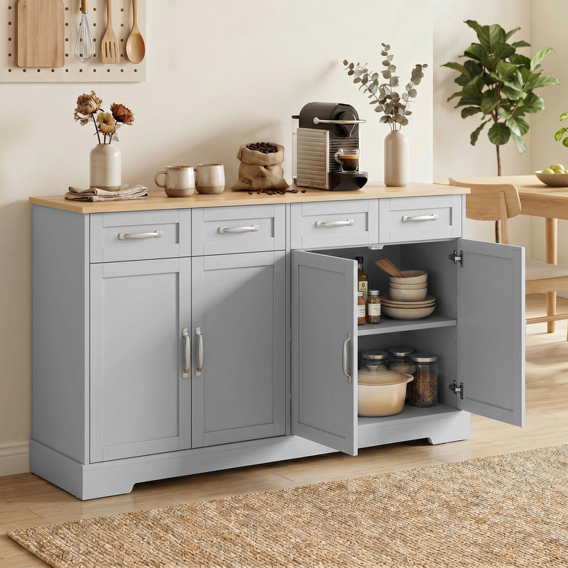 Sideboard with Drawers and Adjustable Shelves for Organised Kitchen Storage Grey Oak