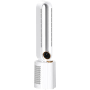 White Bladeless Tower Fan with Humidifier and Multi Modes for Home Cooling