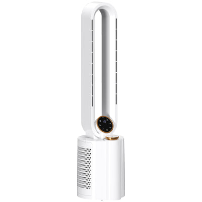 White Bladeless Tower Fan with Humidifier and Multi Modes for Home Cooling
