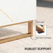 White Marble Effect Coffee Table with Hidden Storage and Sleek Design by HOMCOM