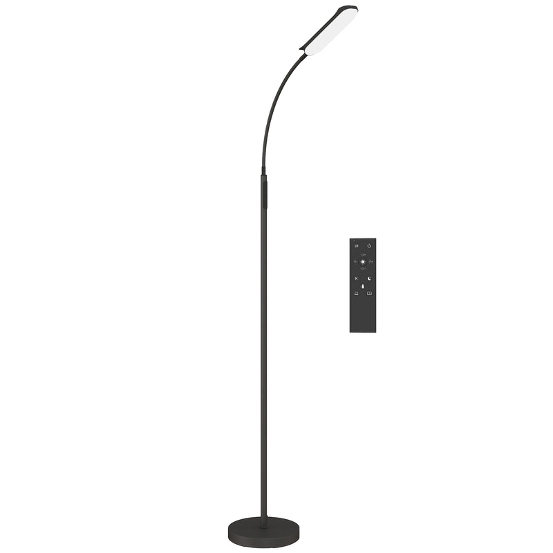 Black LED Floor Lamp With Remote Touch Control and Adjustable Brightness For Living Room AOSOM