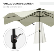 Cream 3m Solar Garden Parasol With LED Lights And Tilt Crank For Patio Or Decking