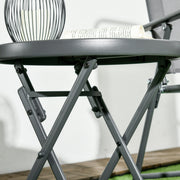 White Round Folding Garden Table with Marble Effect Top Small Outdoor Coffee Table