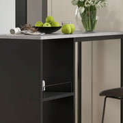 Bar Table with Storage Shelves and Wine Rack for Small Kitchens Grey Marble Black Homcom