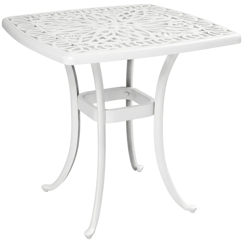Outdoor Coffee Table with Parasol Hole for Garden or Patio Use Cast Aluminium White Outsunny