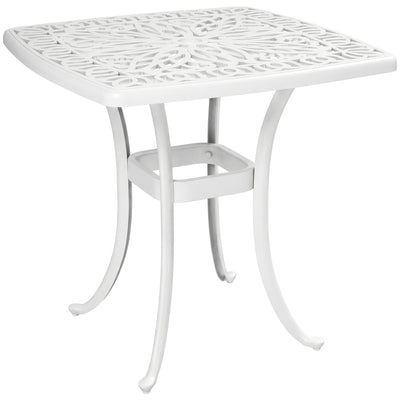Outdoor Coffee Table with Parasol Hole for Garden or Patio Use Cast Aluminium White Outsunny