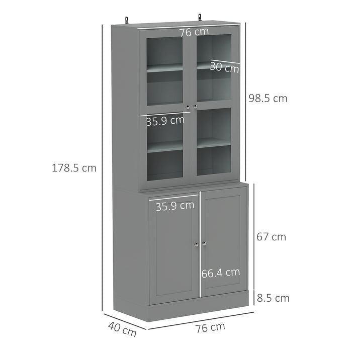 Grey Double Storage Display Cabinet with Shelves by HOMCOM