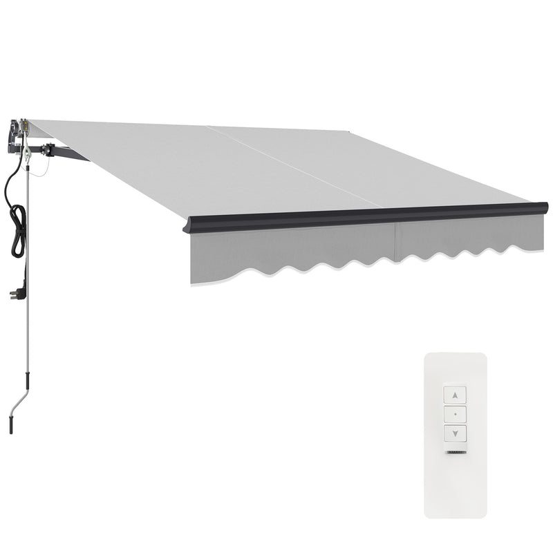 Light Grey 2.5 x 2m Electric Retractable Awning with Remote and UV30+ Sun Shade by Outsunny