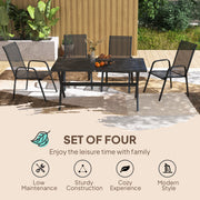 Set of Four Black Stackable Mesh Garden Chairs Lightweight and Durable by Outsunny