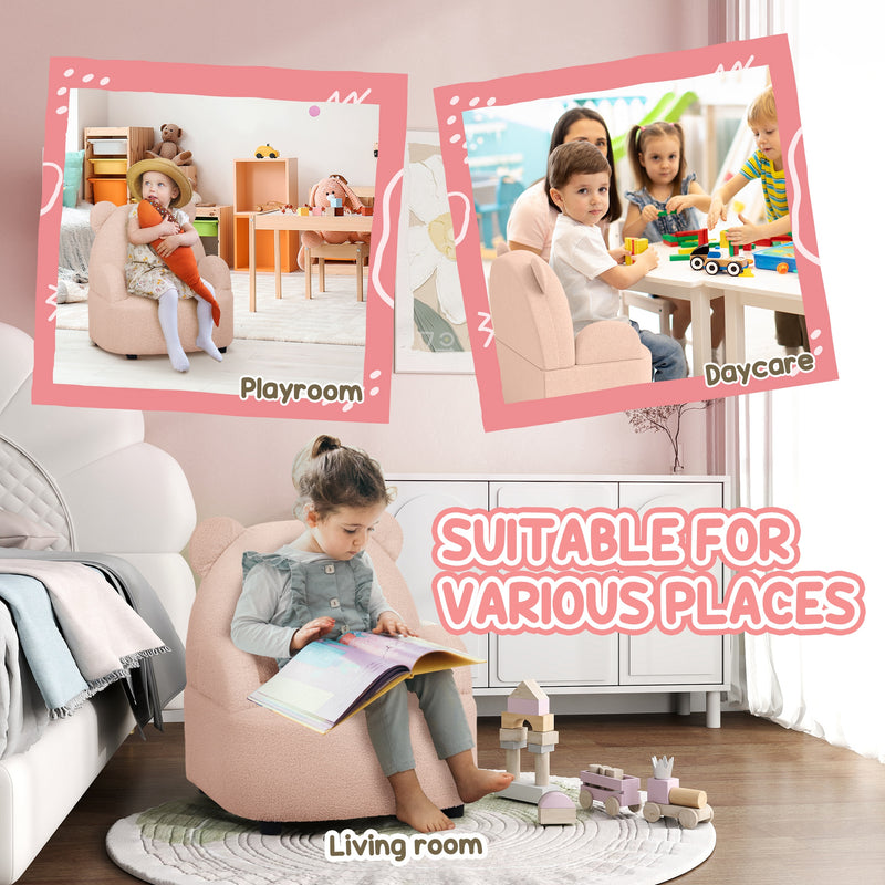 Bear Shaped Toddler Armchair for Bedroom or Playroom Ages 18 Months to 3 Years, Pink