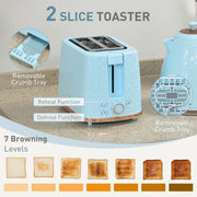 Fast Boil Kettle and 2 Slice Toaster Set with Auto Shut Off for Quick Breakfasts, Light Blue