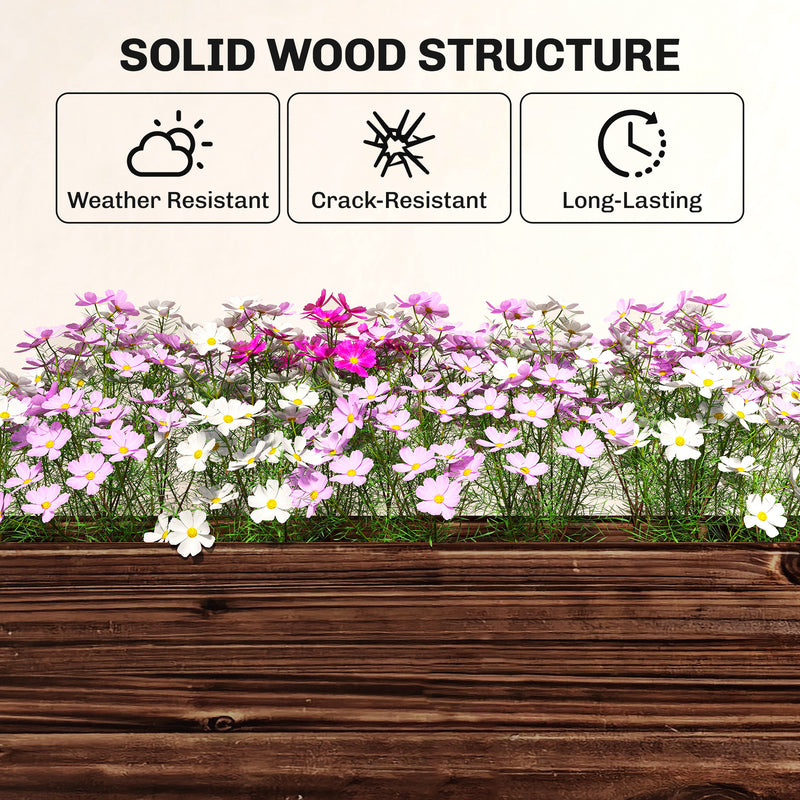 Raised Wooden Planter with 3 Tiers for Easy Gardening at Comfortable Height, Carbonised Finish Outsunny