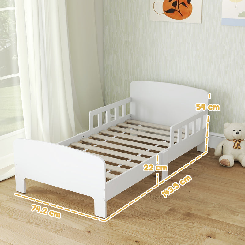 Toddler Bed Frame with Safety Rails for Ages 3 to 8 Ideal for Kids Bedrooms White