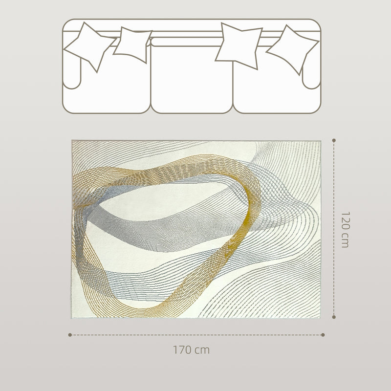 Machine Washable Area Rug for Living Room or Bedroom with Allergy Friendly Design, Cream White