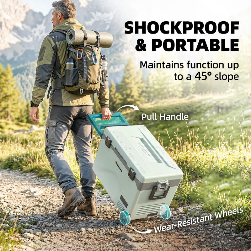 Camping Fridge with Wheels and Bluetooth Control for Fresh Food and Drinks 42.5L Green AOSOM