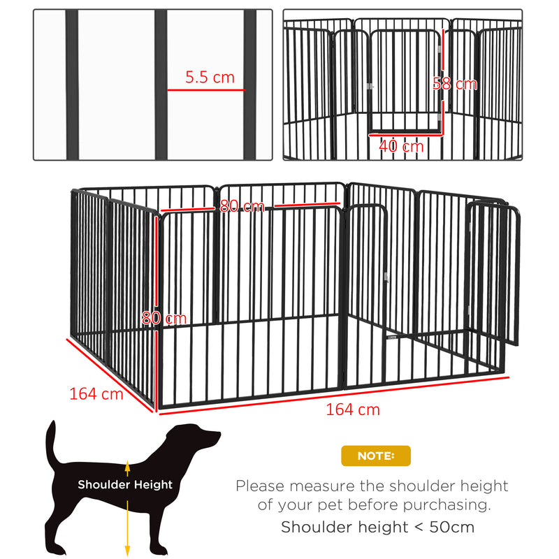 Heavy Duty 8 Panel Dog Playpen for Indoor and Outdoor Use Suitable for Medium Dogs Black