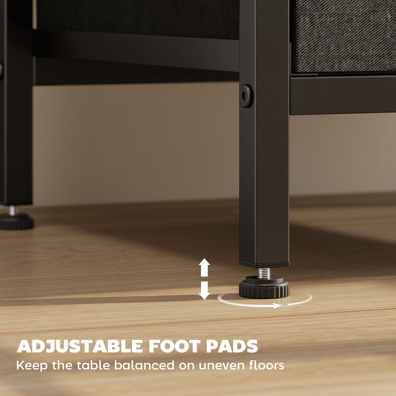 Bedside Table with USB Charging Station 2 Drawers & Storage Shelf for Bedroom or Living Room, Black