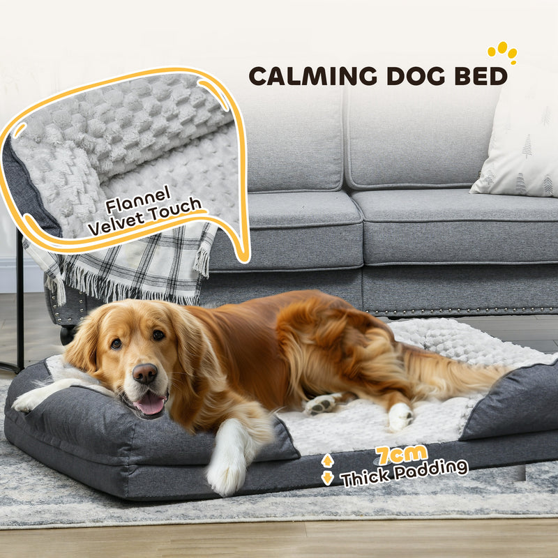 Large Calming Dog Bed with Removable Washable Cover and Anti Slip Base Charcoal Grey