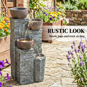 Garden Water Fountain with LED Lights for Relaxing Outdoor Spaces Rustic Brown AOSOM