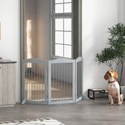 Freestanding Foldable Dog Gate with Support Feet for Stairs and Doorways Grey