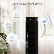 Tower Fan with Smart App Control and Quiet Sleep Mode for Cool UK Homes Black AOSOM