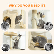 Large Cat Tree Tower with Hammock Condos and Scratching Posts for Indoor Cats Beige AOSOM