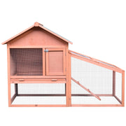 Two Level Wooden Hutch for Guinea Pigs with Slide Out Tray Ideal for Outdoors, Red and Brown
