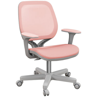 Pink Mesh Office Chair with Adjustable Height and 360 Swivel Wheels for Home or Study