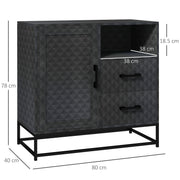 Black Sideboard Storage Cabinet with Adjustable Shelf Drawers and Open Compartment by HOMCOM