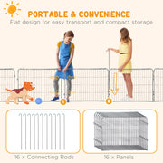16 Panel Heavy Duty Puppy Playpen for Small Dogs Indoor and Outdoor Use Grey