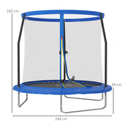 8ft Outdoor Trampoline with Safety Net and Padded Edge Cover by SPORTNOW AOSOM