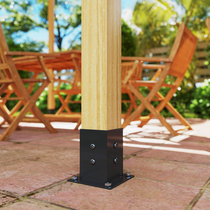 DIY Pergola Kit with 3-Way Corner Brackets and Post Base for 4x4 Timber Includes Screws by Outsunny