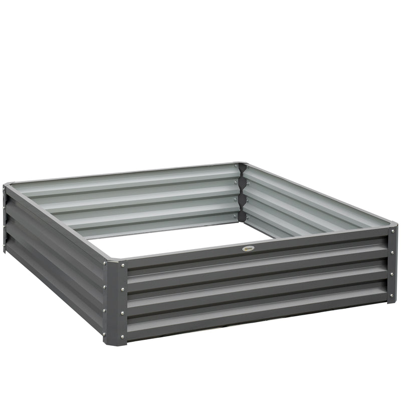 Light Grey 432L Raised Steel Garden Bed Box For Growing Vegetables Flowers Herbs