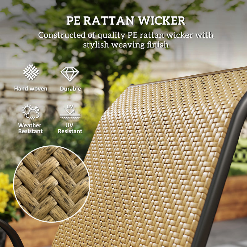 Khaki Set 4 of Stackable Rattan Garden Chairs With Breathable Mesh backs