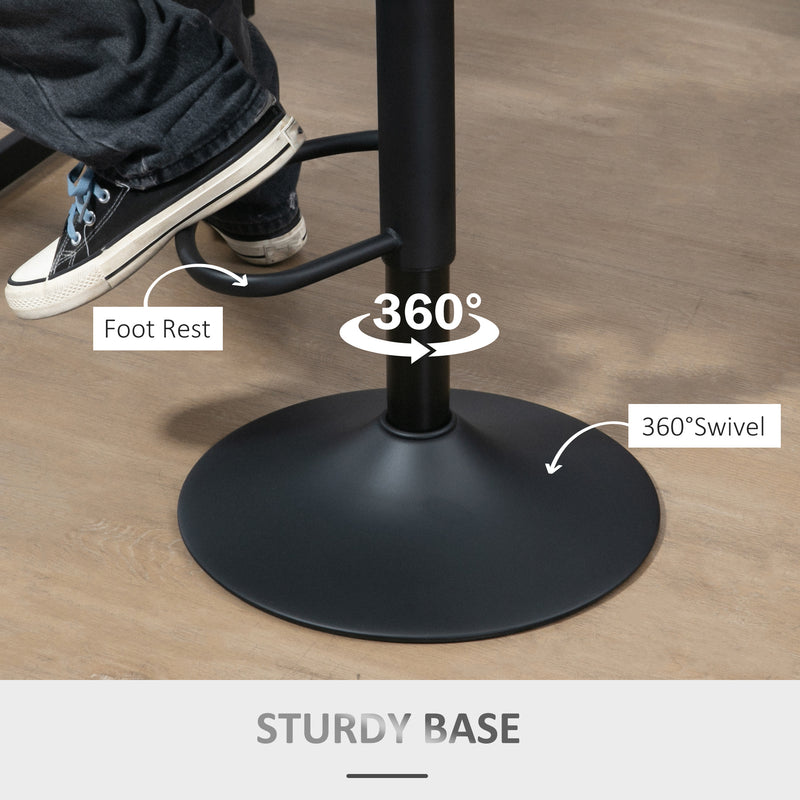 Set of 2 Swivel Bar Stools with Adjustable Height and Footrest for Home Kitchen Dark Grey