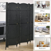6 Panel Folding Room Divider Freestanding Privacy Screen for Home or Office Use Black AOSOM
